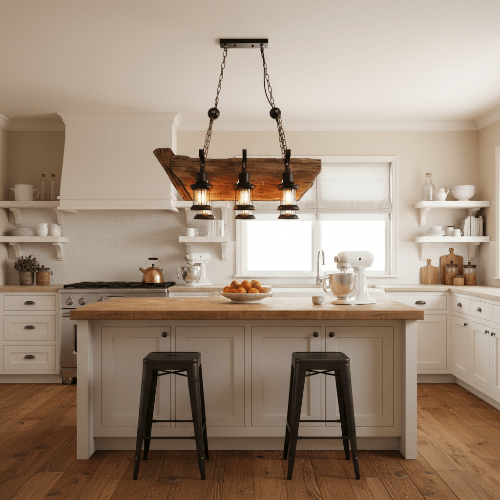Nautical Industrial Style Wooden Chandelier