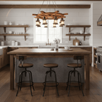 Nautical Industrial Style Wooden Chandelier