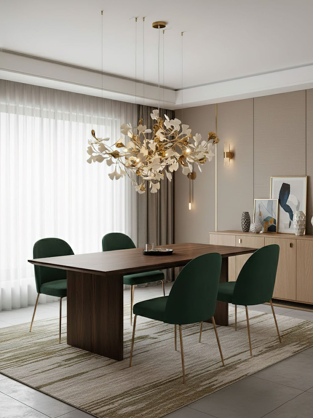 Gold White Leaves Combination Gingko Chandeliers
