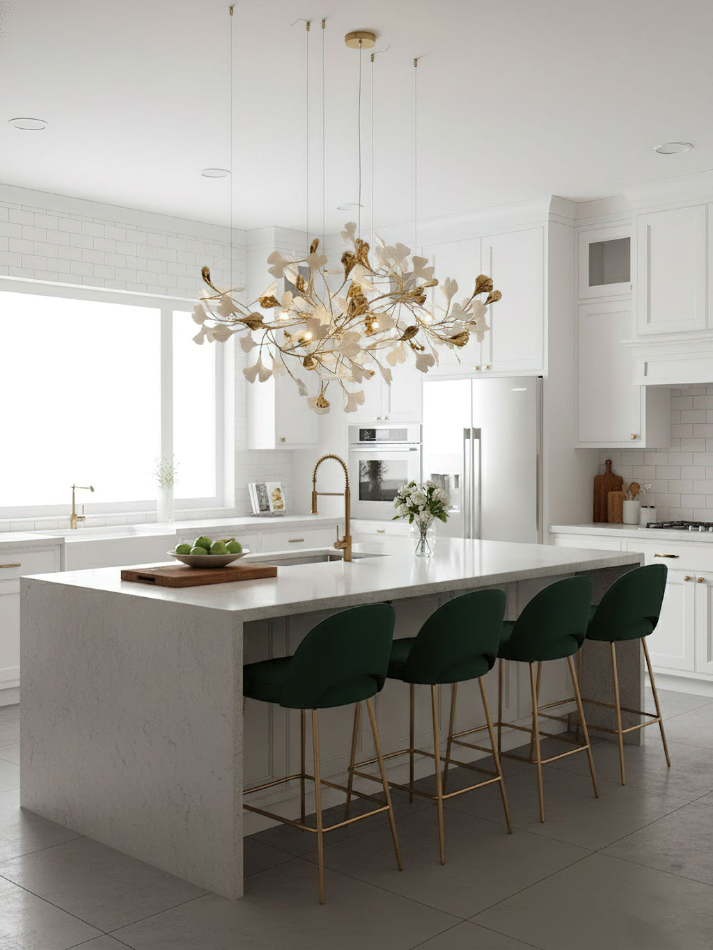 Gold White Leaves Combination Gingko Chandeliers