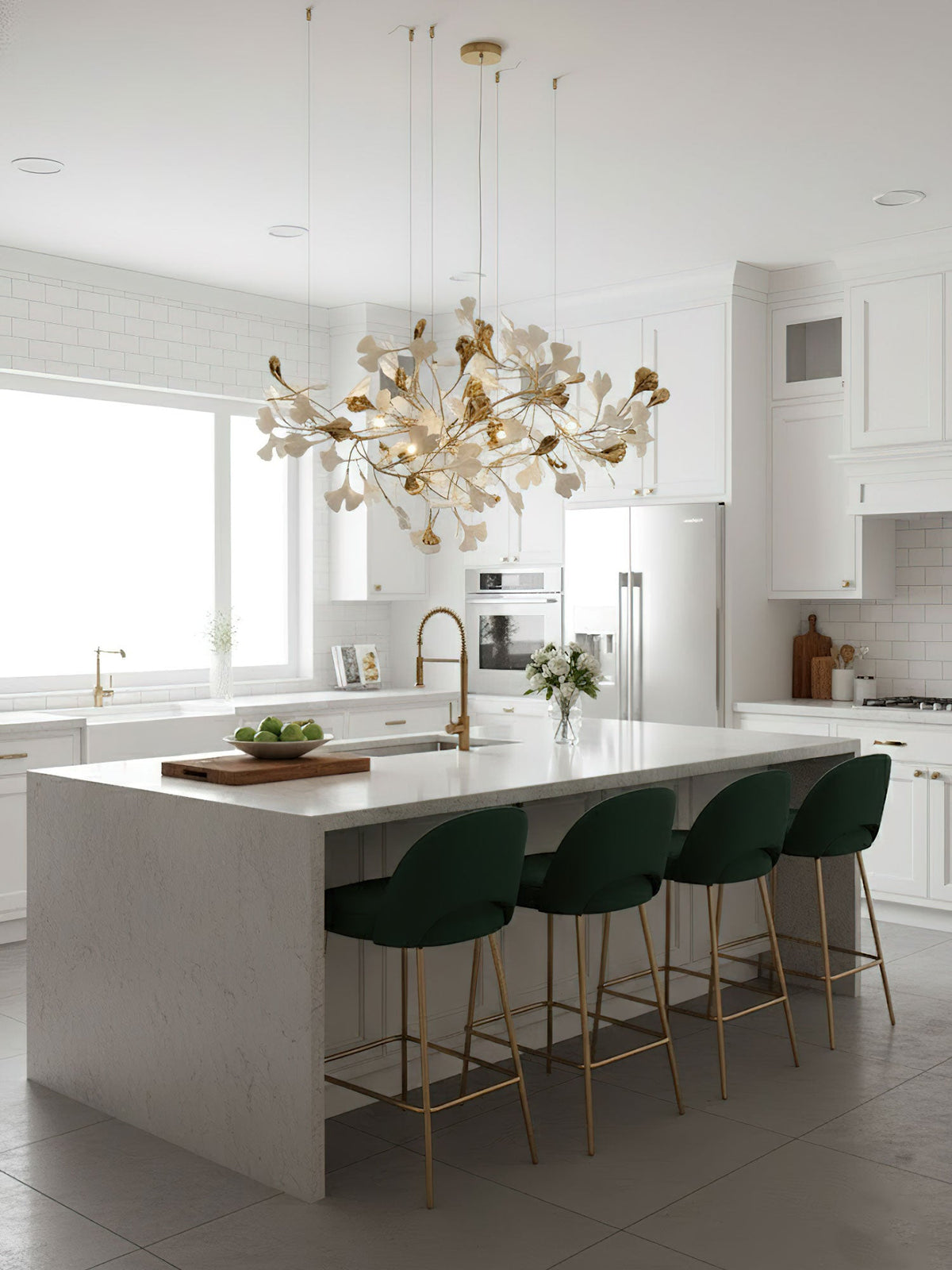 Gold White Leaves Combination Gingko Chandeliers