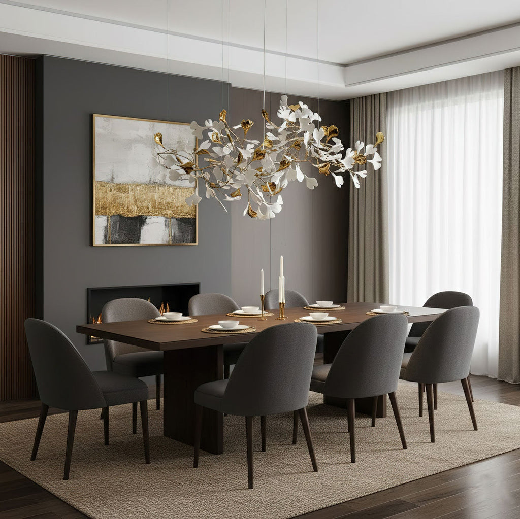 Gold White Leaves Combination Gingko Chandeliers