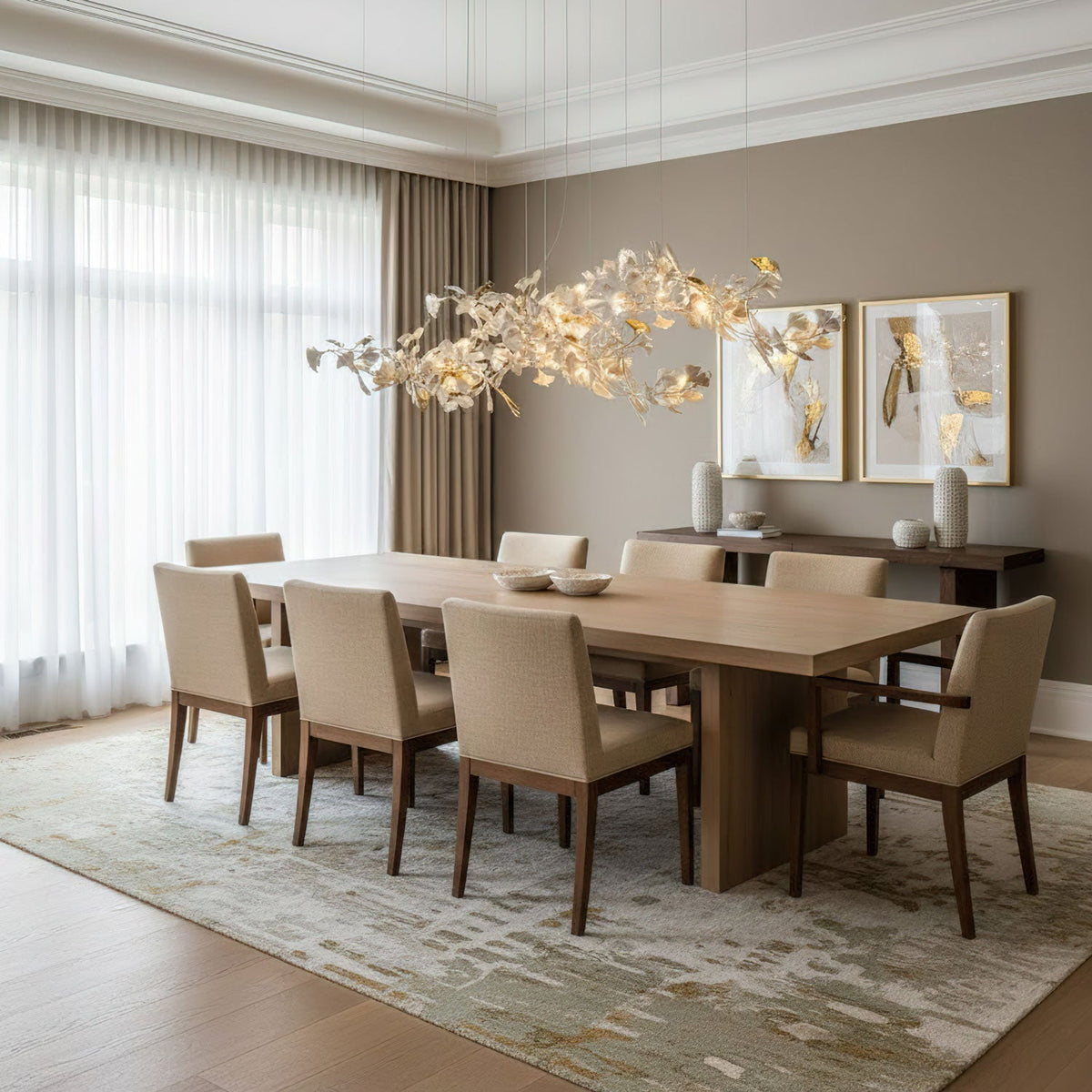 Gold White Leaves Combination Gingko Chandeliers