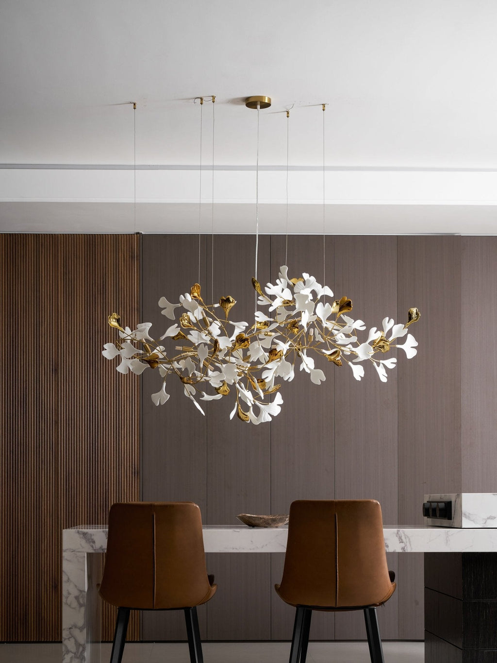 Gold White Leaves Combination Gingko Chandeliers