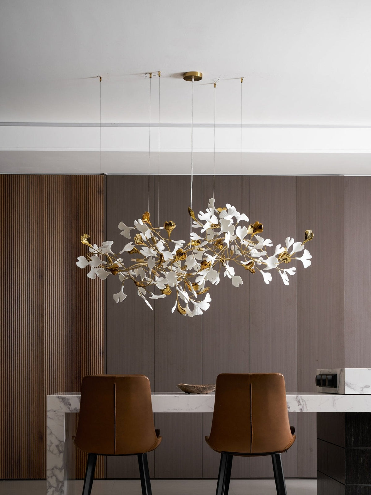 Gold White Leaves Combination Gingko Chandeliers