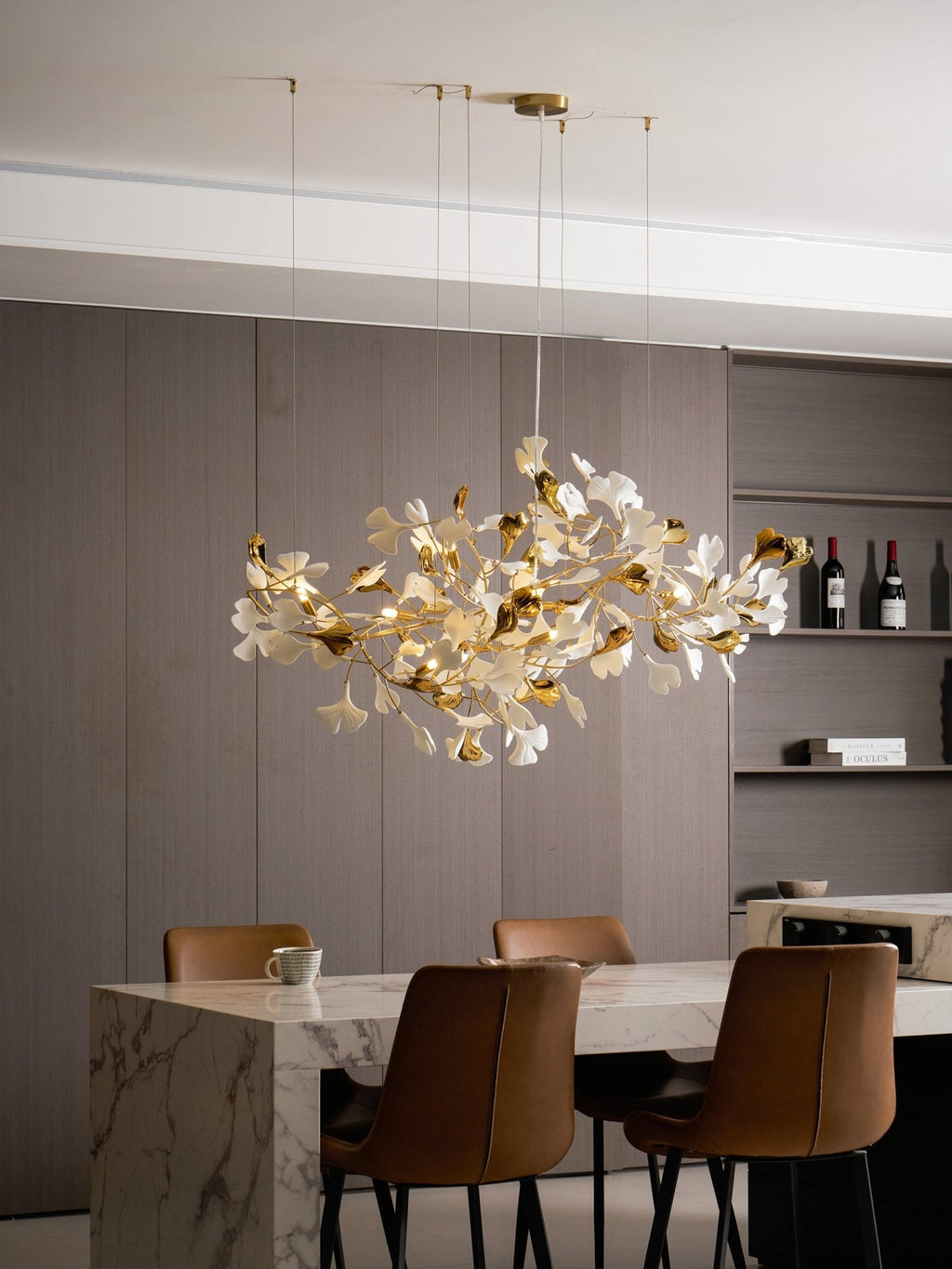 Gold White Leaves Combination Gingko Chandeliers
