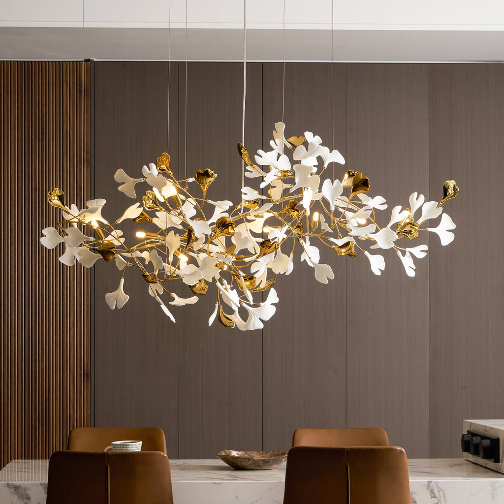 Gold White Leaves Combination Gingko Chandeliers