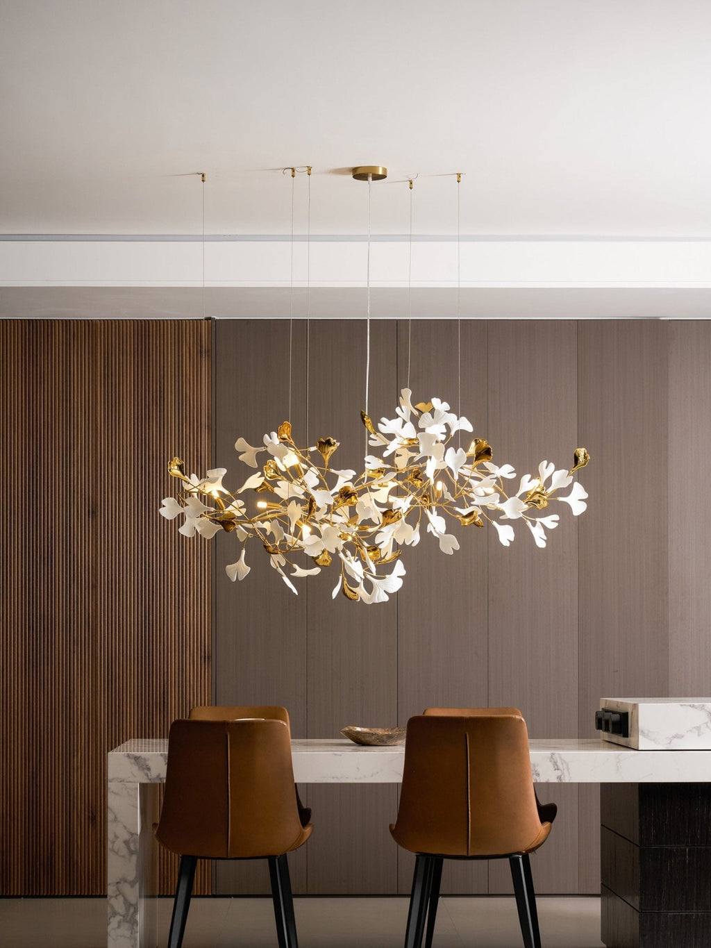 Gold White Leaves Combination Gingko Chandeliers
