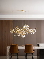 Gold White Leaves Combination Gingko Chandeliers