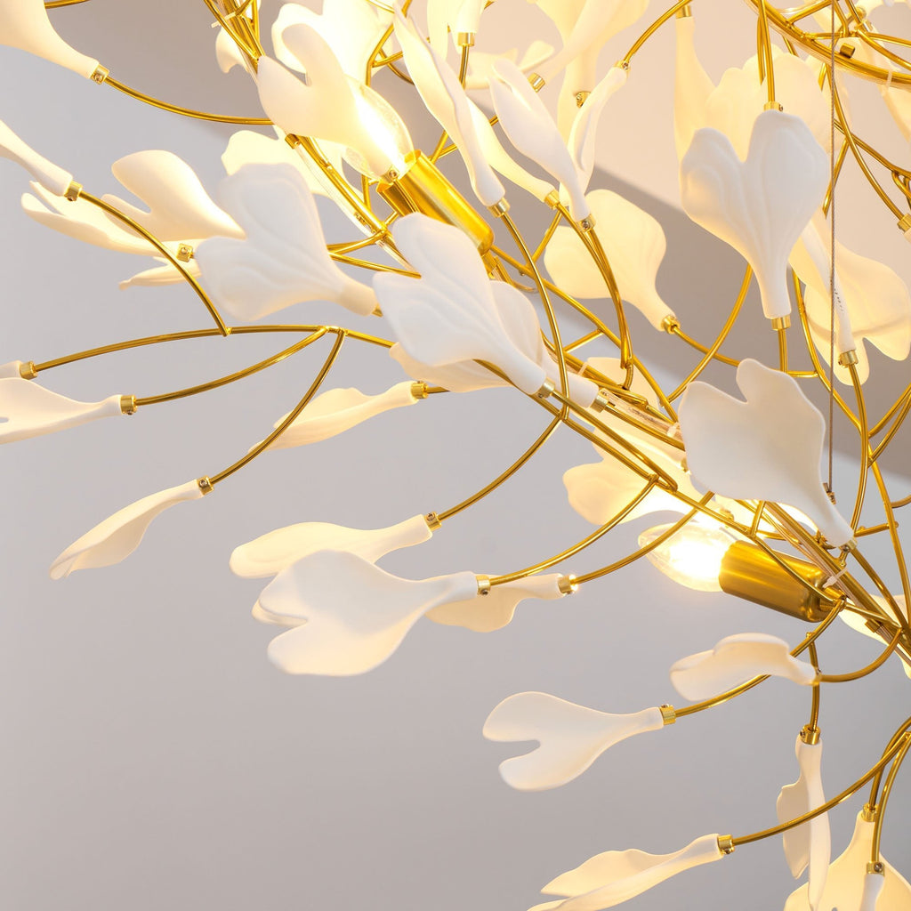 Gold White Leaves Combination Gingko Chandeliers