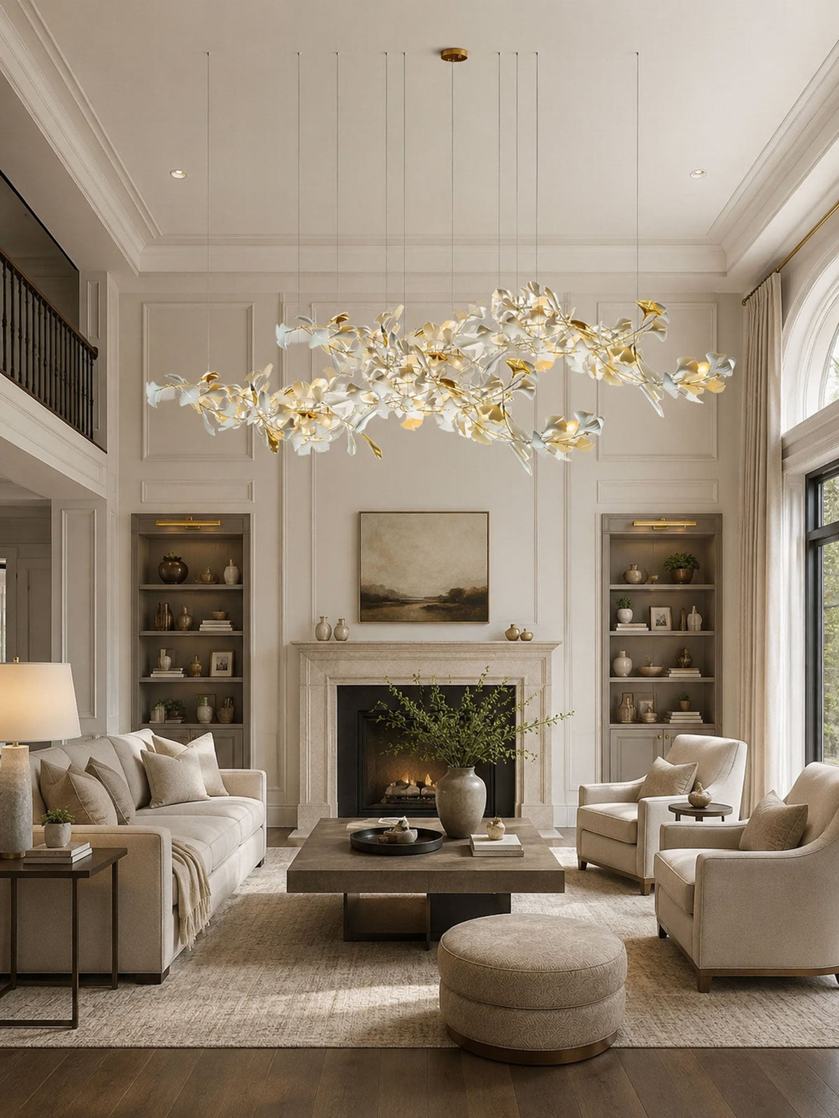 Gold White Leaves Combination Gingko Chandeliers
