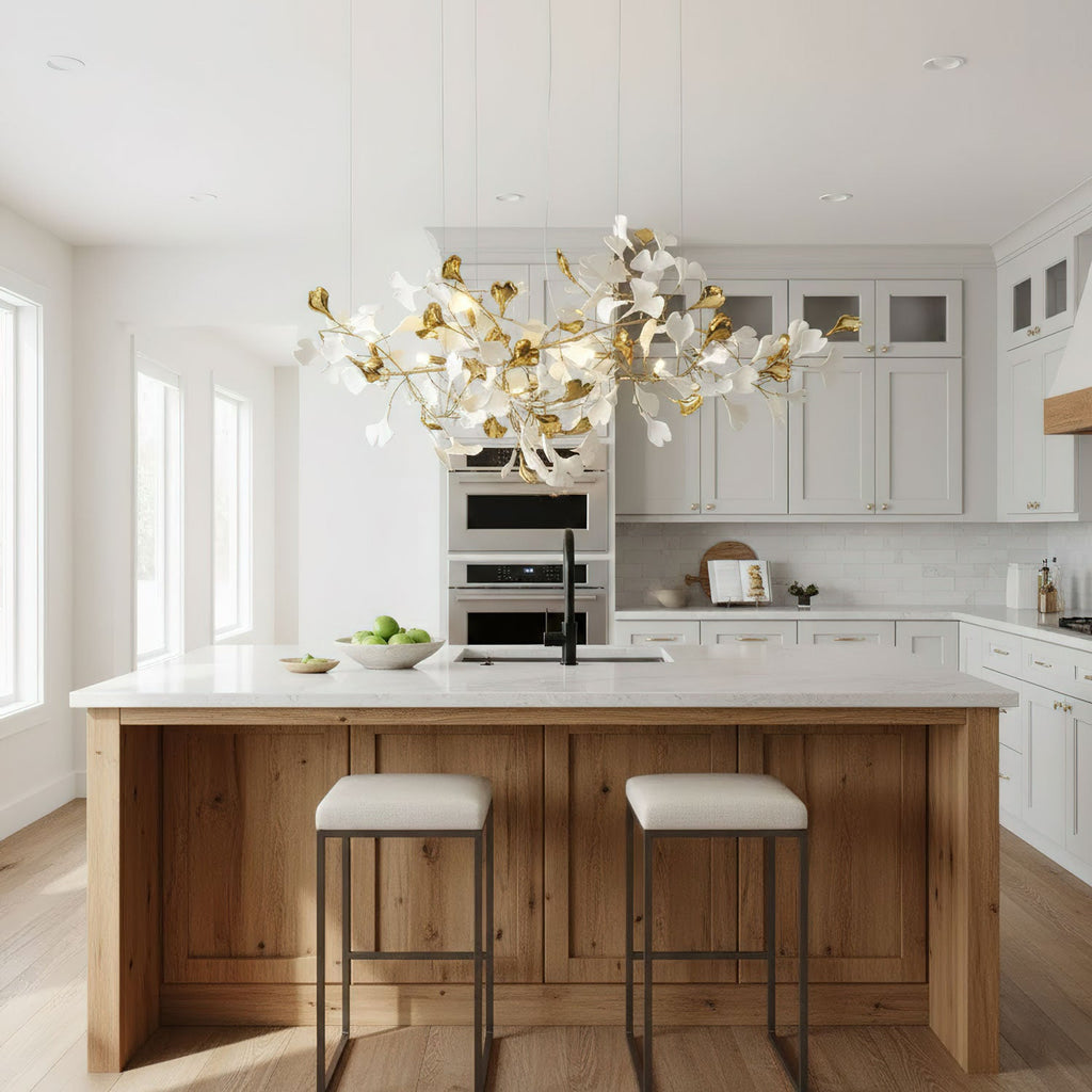Gold White Leaves Combination Gingko Chandeliers