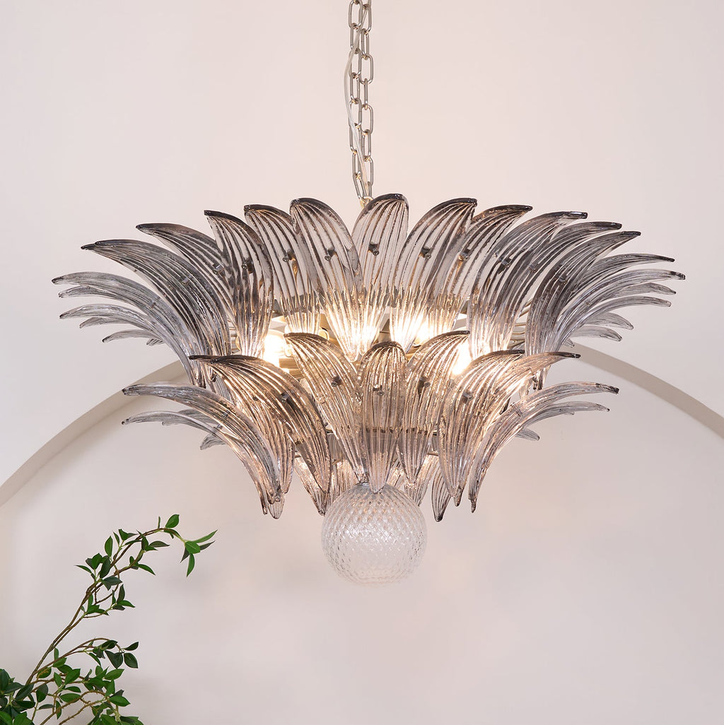 Glass Palmette Transparent Chandelier