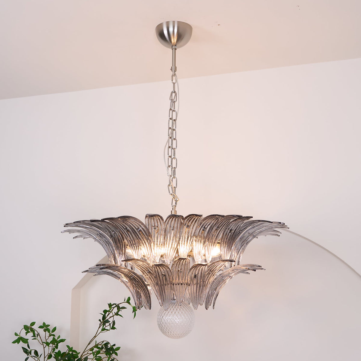Glass Palmette Transparent Chandelier