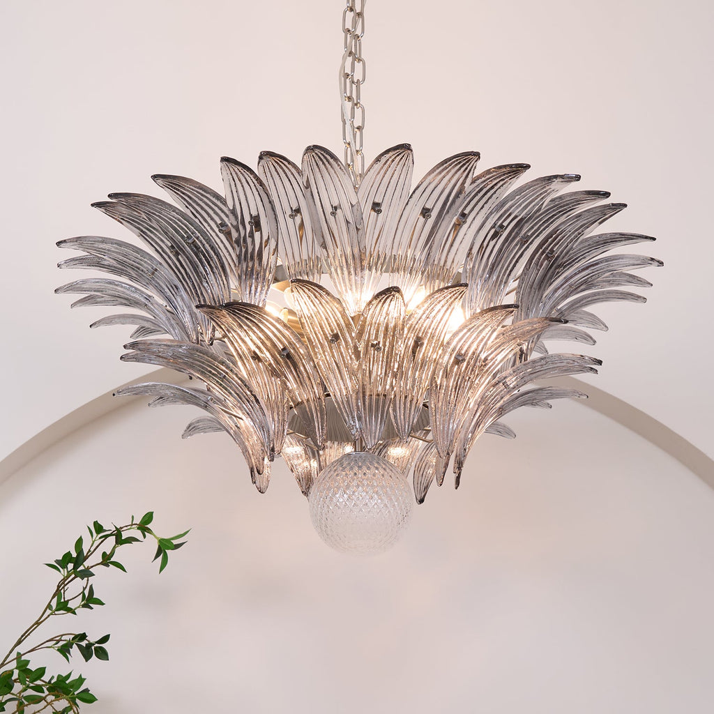 Glass Palmette Transparent Chandelier