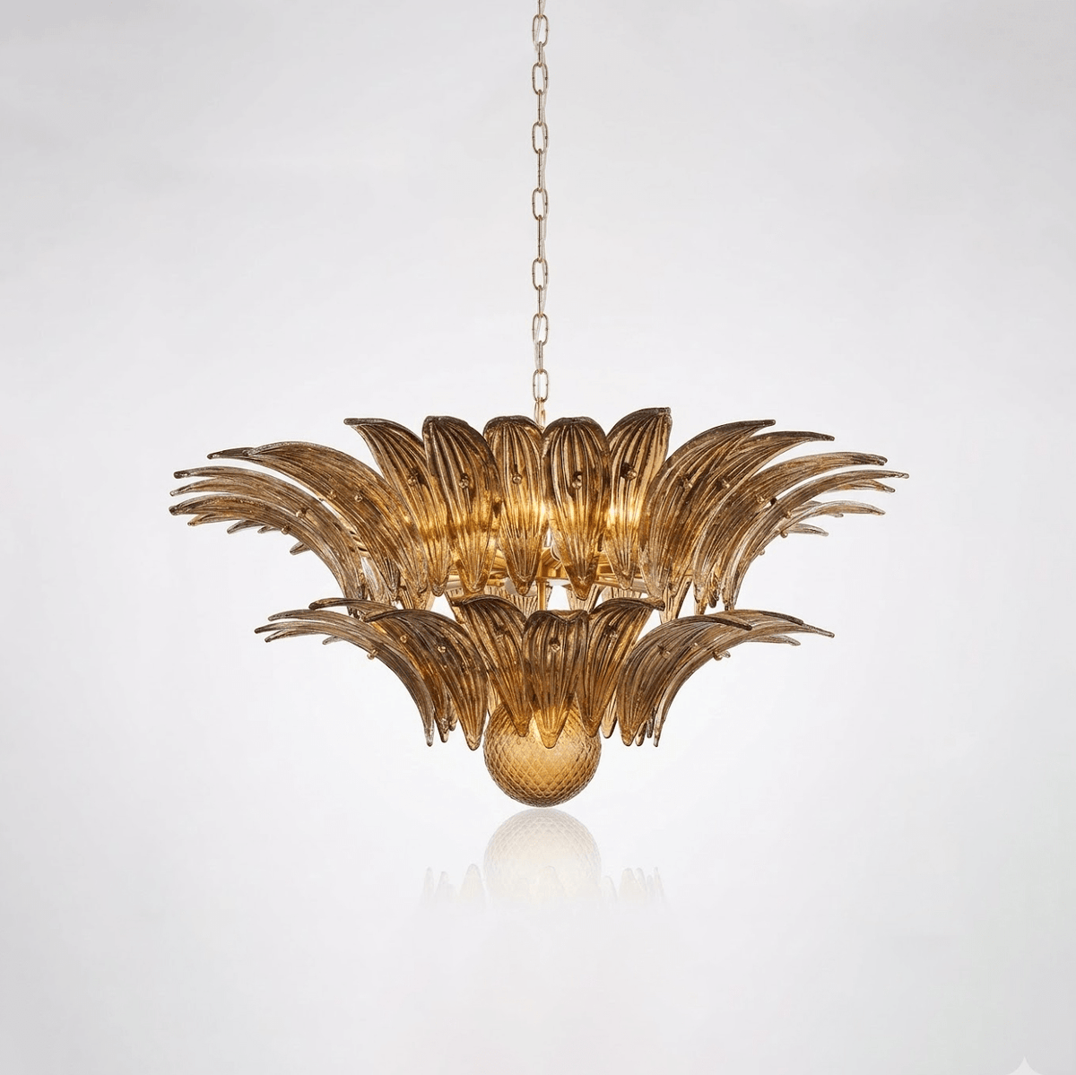 Glass Palmette Transparent Chandelier