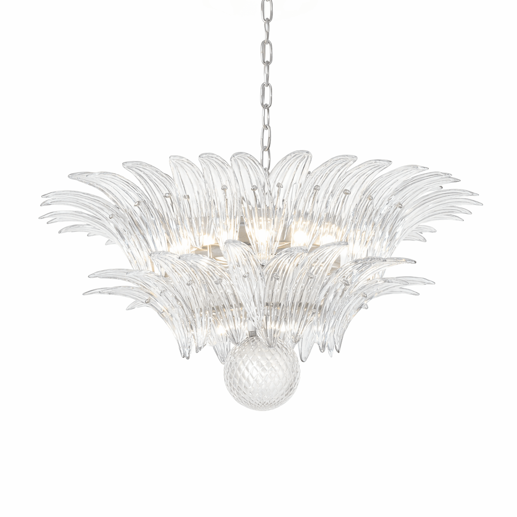 Glass Palmette Transparent Chandelier