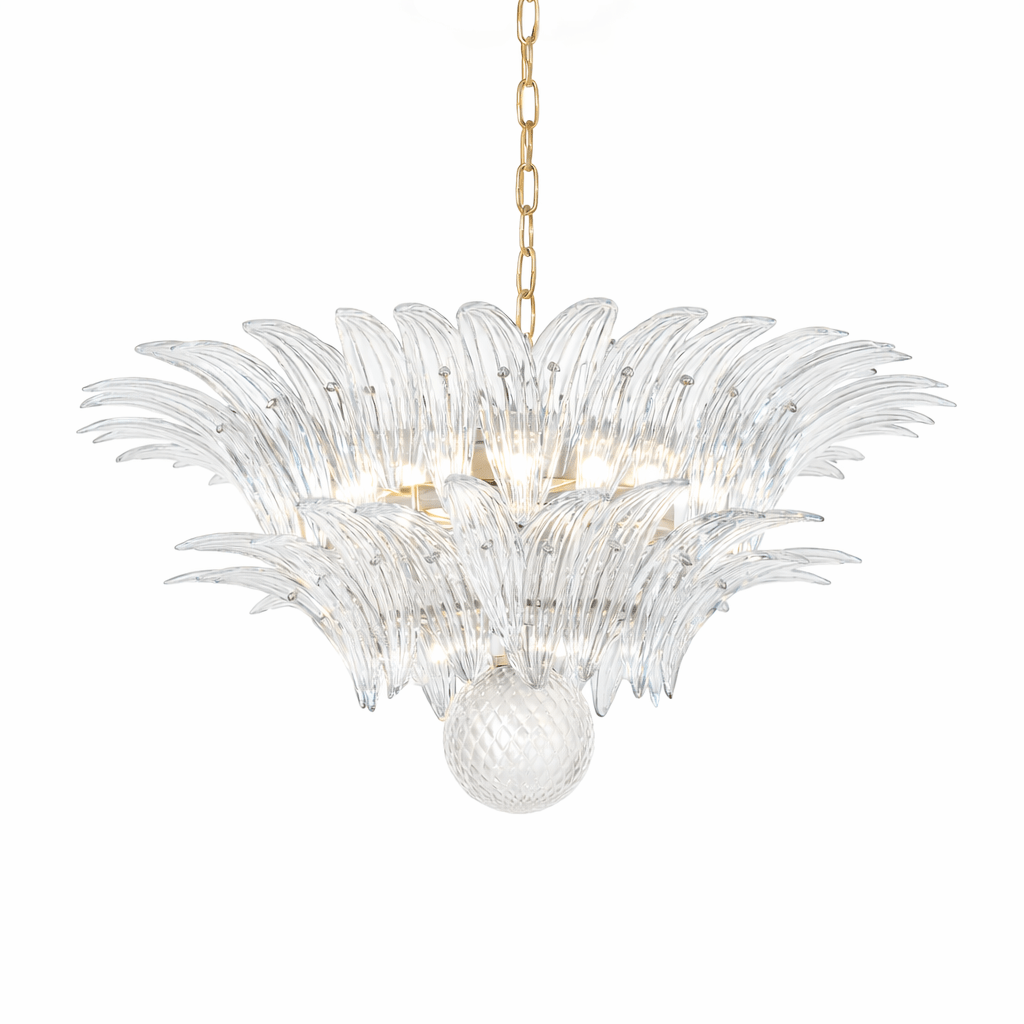 Glass Palmette Transparent Chandelier