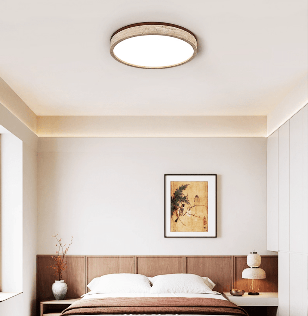 Travertine Halo Round Ceiling Lamp