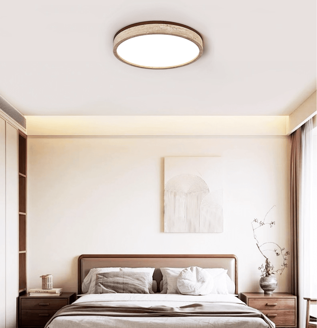 Travertine Halo Round Ceiling Lamp