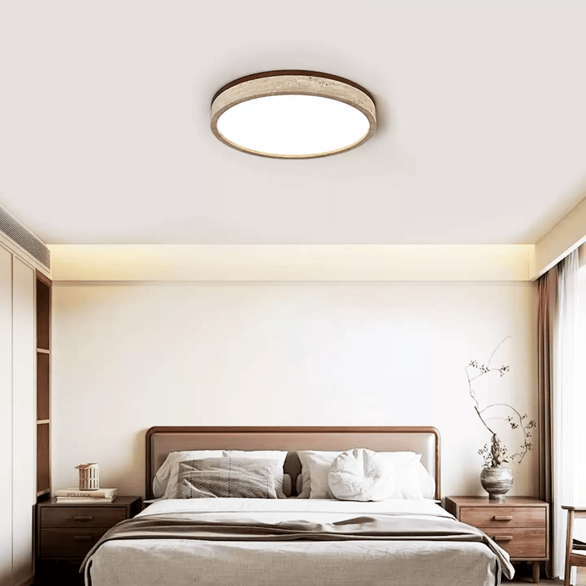 Travertine Halo Round Ceiling Lamp