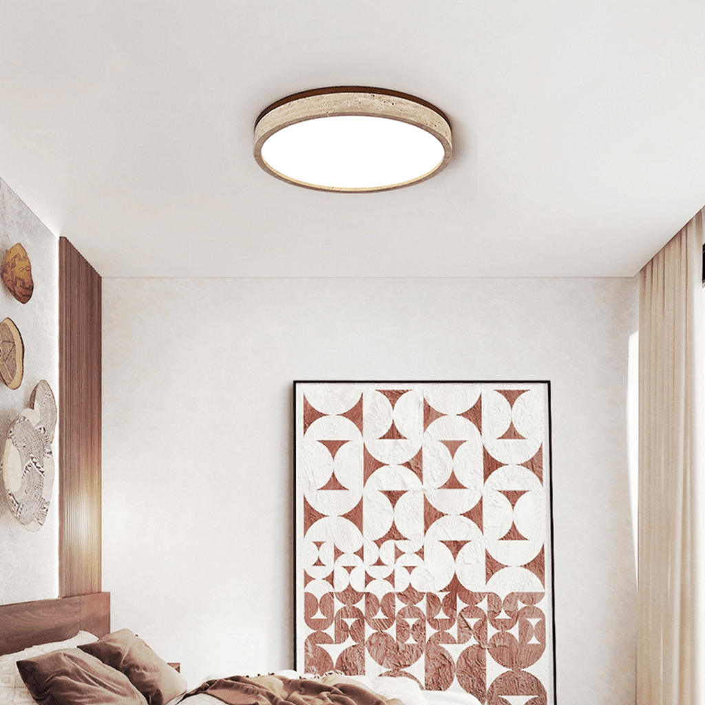 Travertine Halo Round Ceiling Lamp