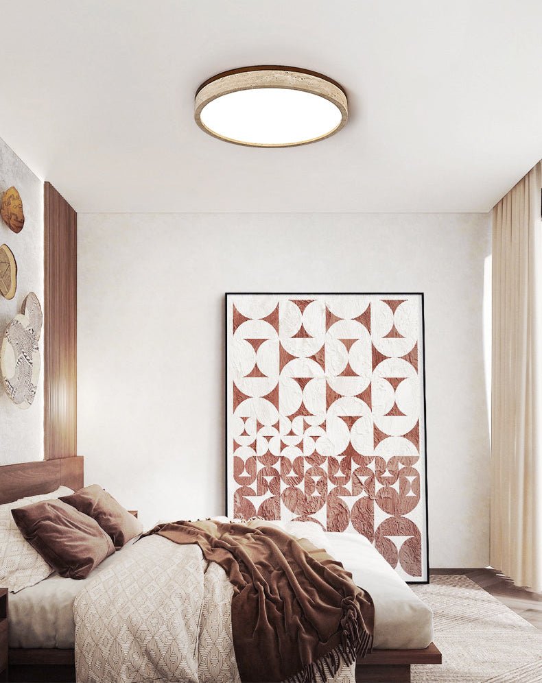Travertine Halo Round Ceiling Lamp