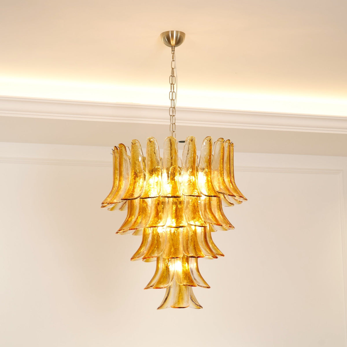 Glass Amber Lily Chandelier
