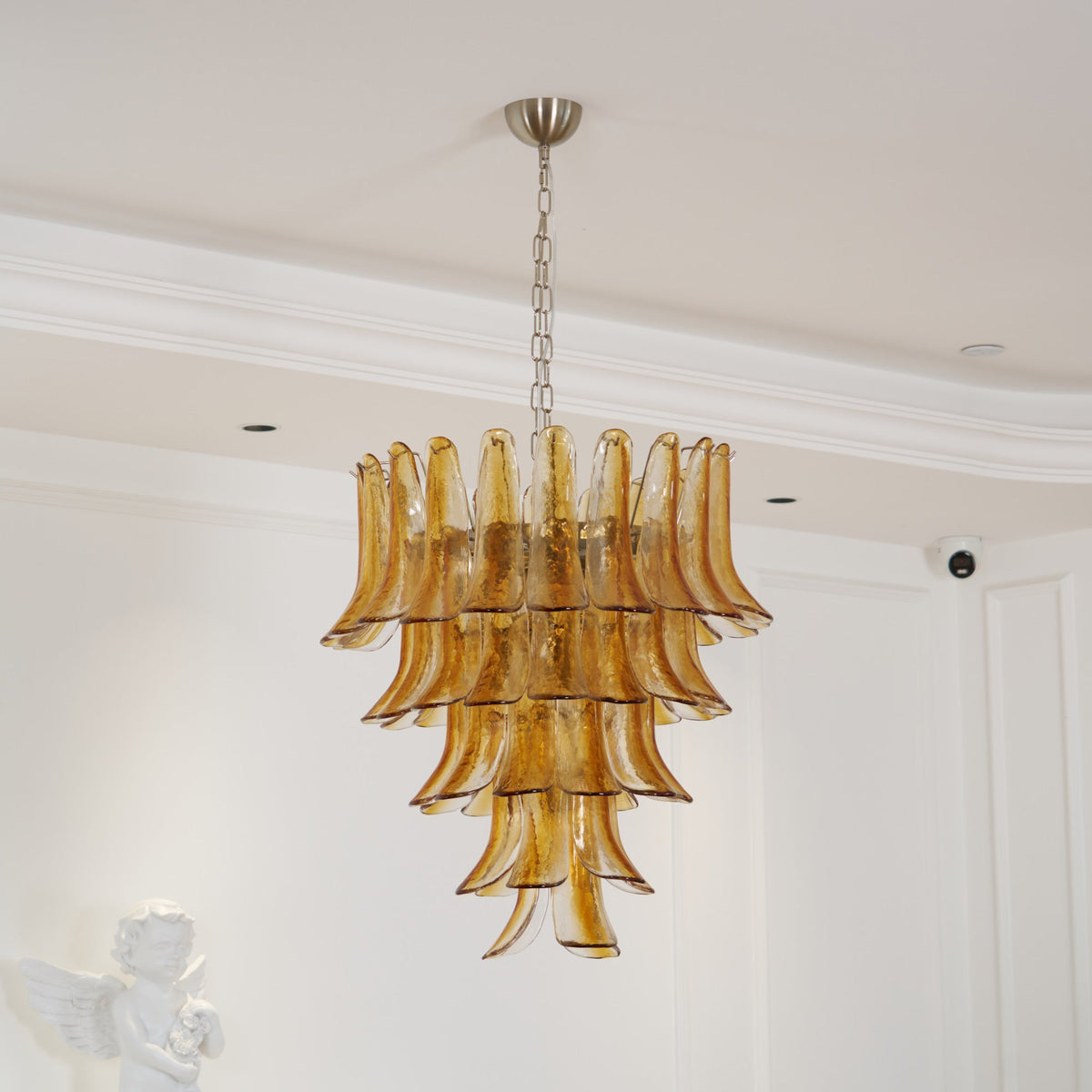 Glass Amber Lily Chandelier