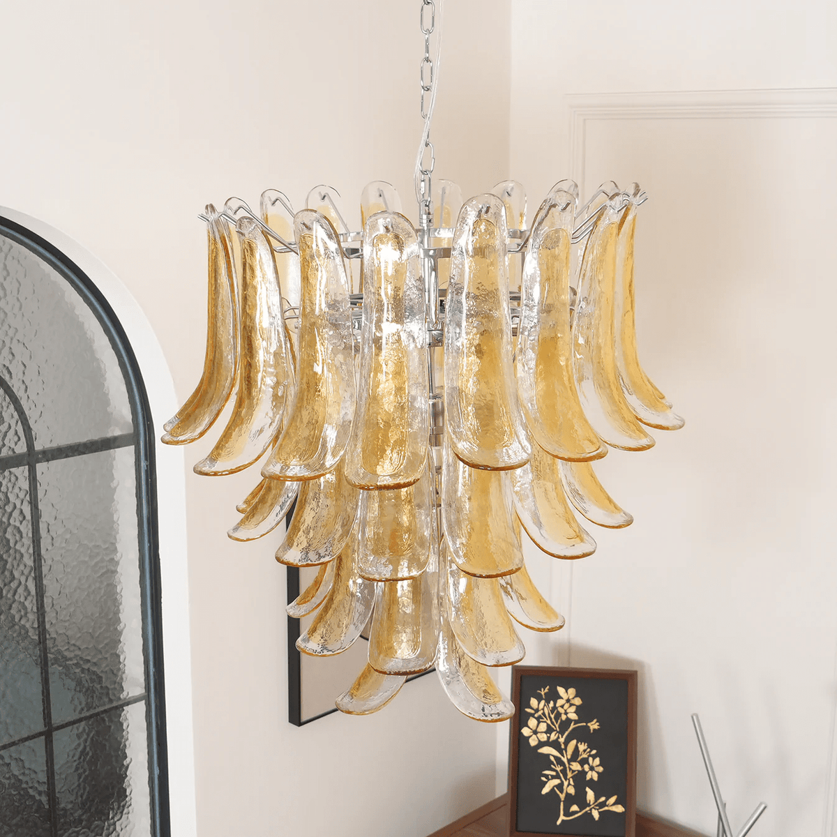 Glass Amber Lily Chandelier
