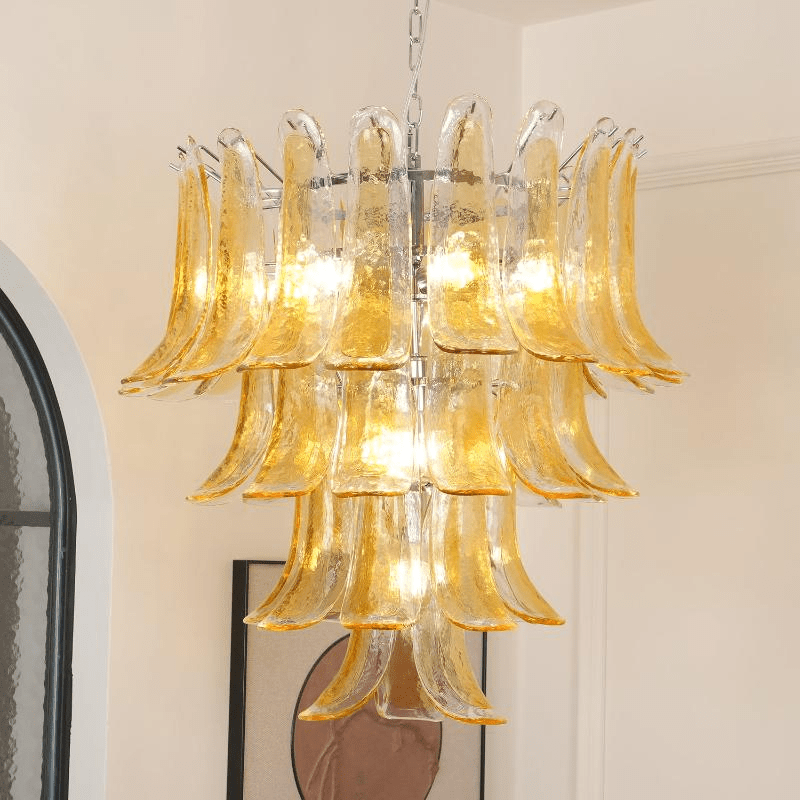 Glass Amber Lily Chandelier