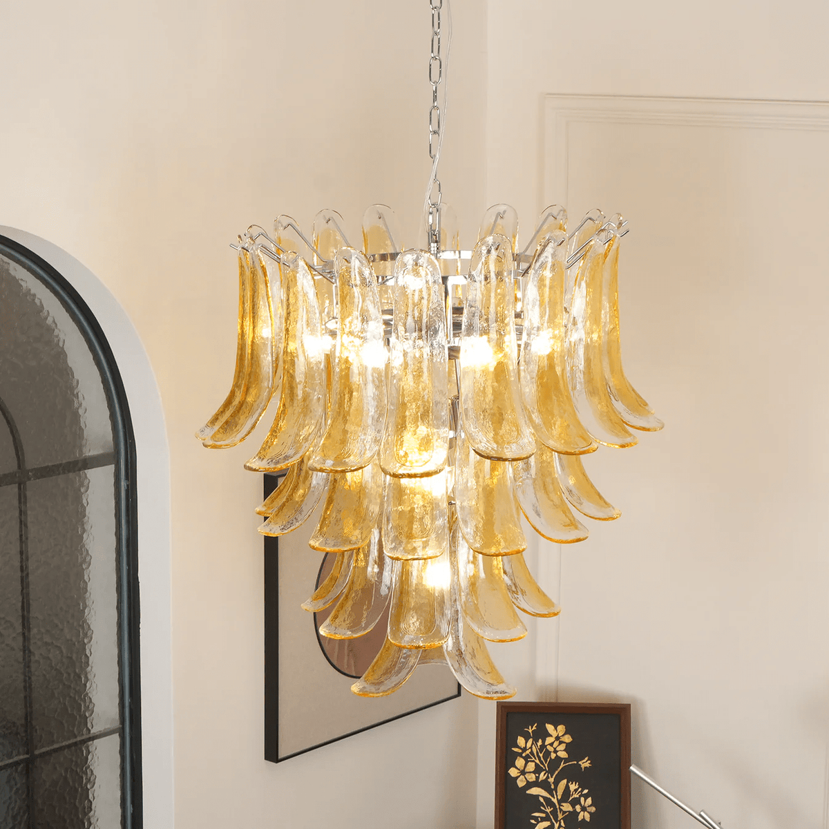 Glass Amber Lily Chandelier