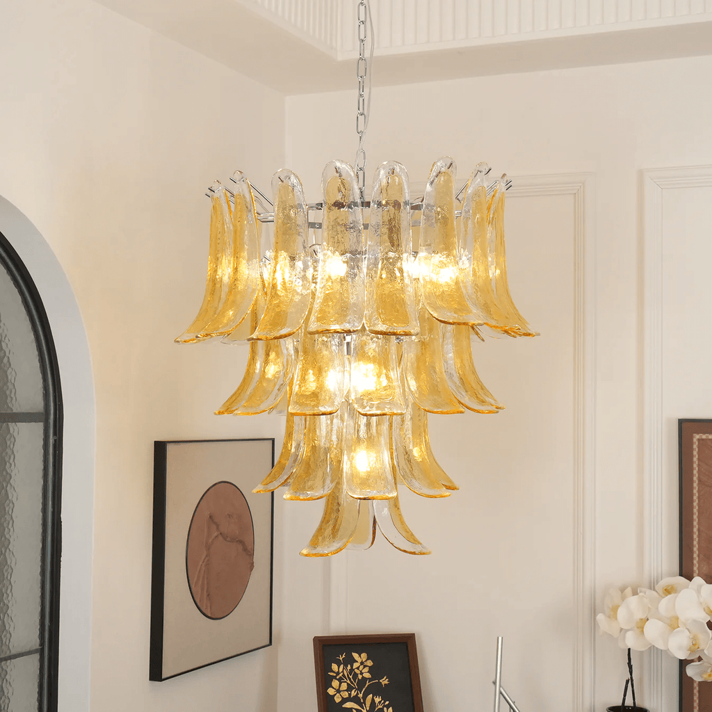Glass Amber Lily Chandelier