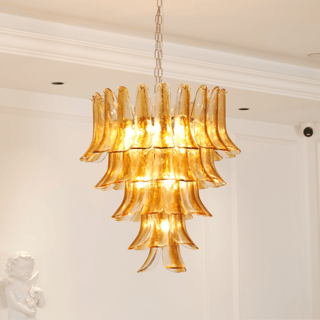 Glass Amber Lily Chandelier