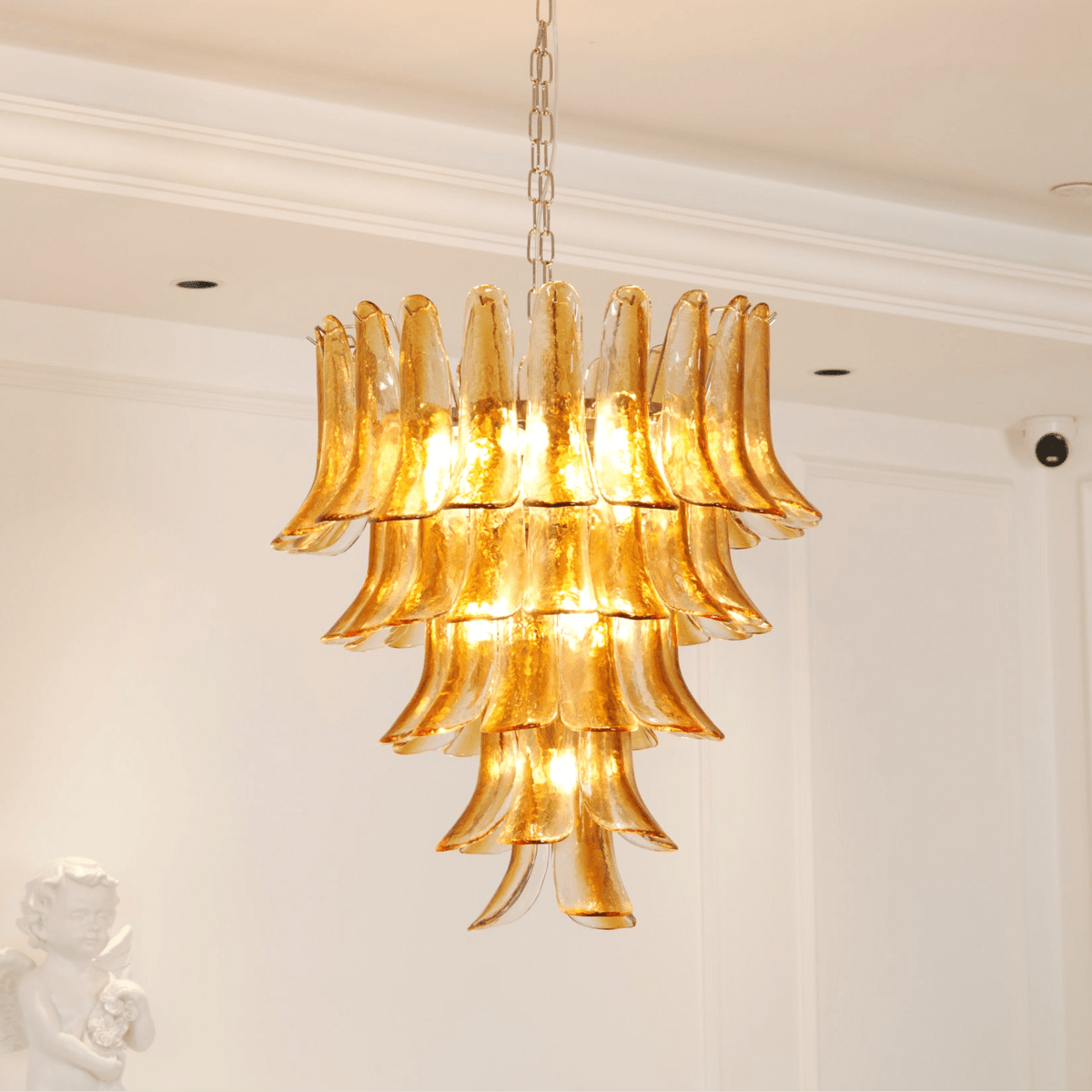 Glass Amber Lily Chandelier
