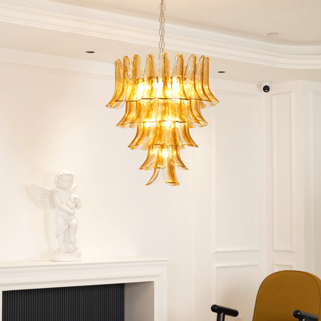 Glass Amber Lily Chandelier