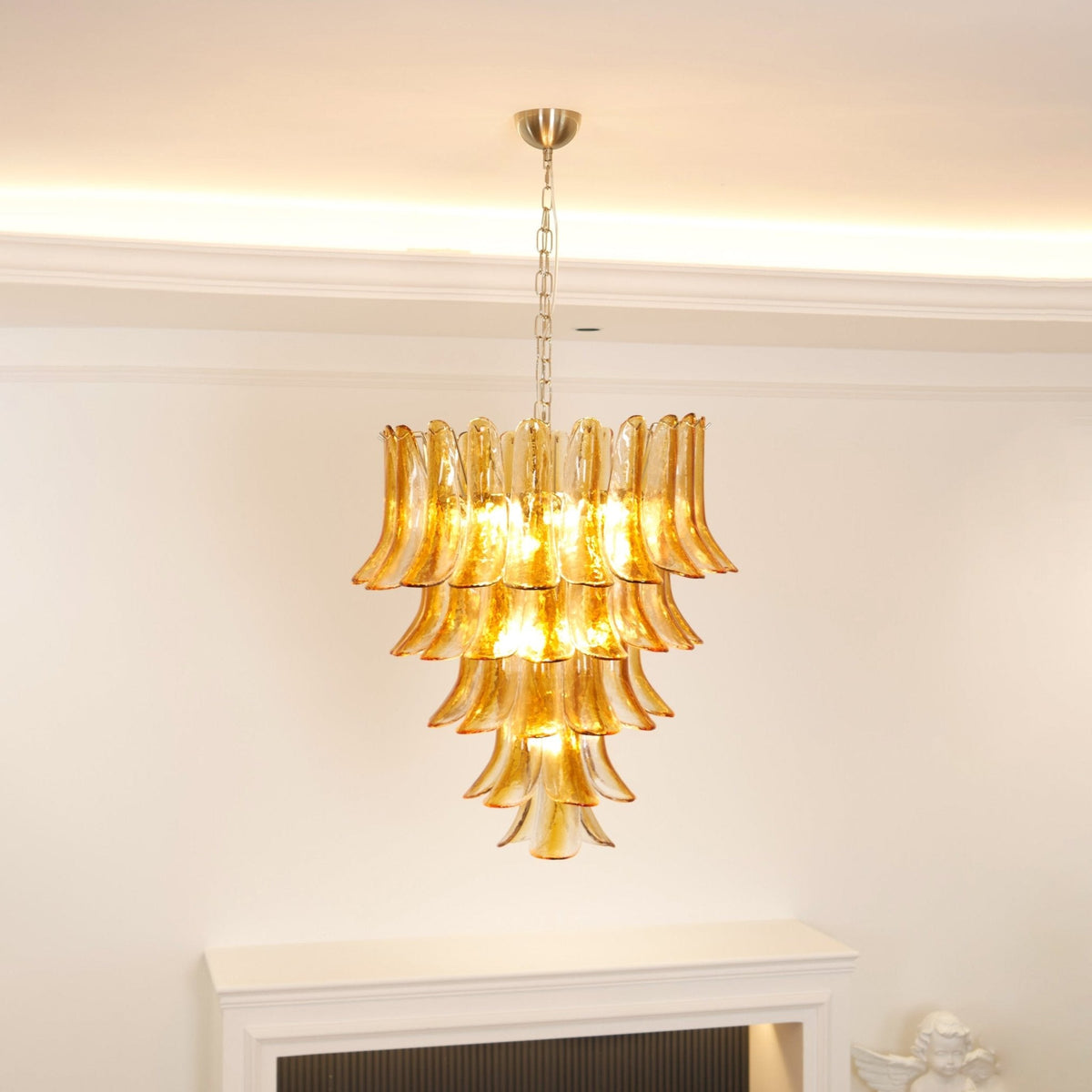 Glass Amber Lily Chandelier