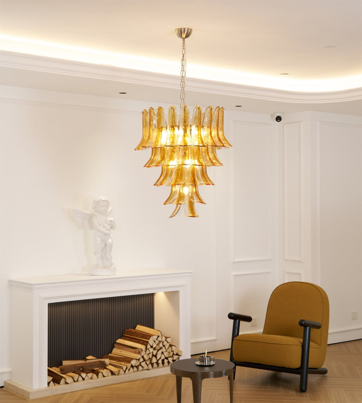Glass Amber Lily Chandelier