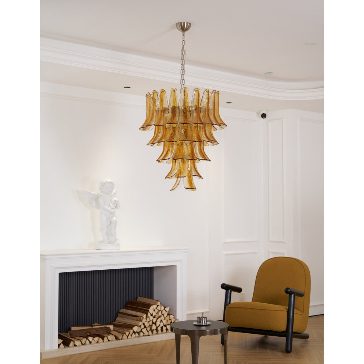 Glass Amber Lily Chandelier