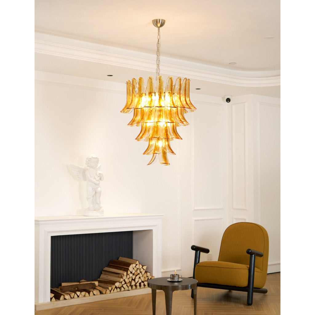 Glass Amber Lily Chandelier