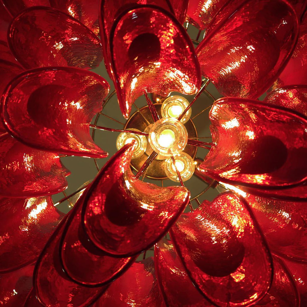 Red Glass Petals Chandelier