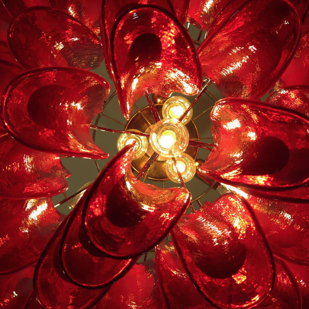 Red Glass Petals Chandelier