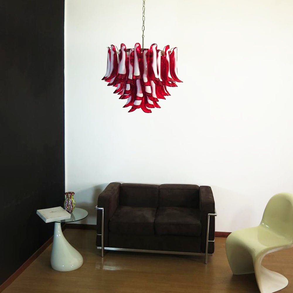 Red Glass Petals Chandelier