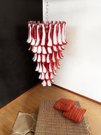 Glass Red Petals Spiral Chandelier