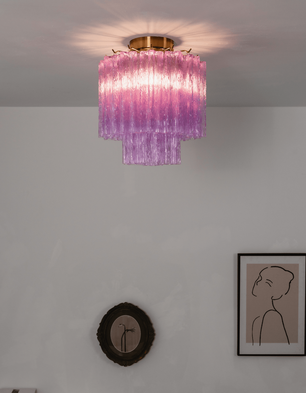 Fiora Purple Glass Ceiling Lamp
