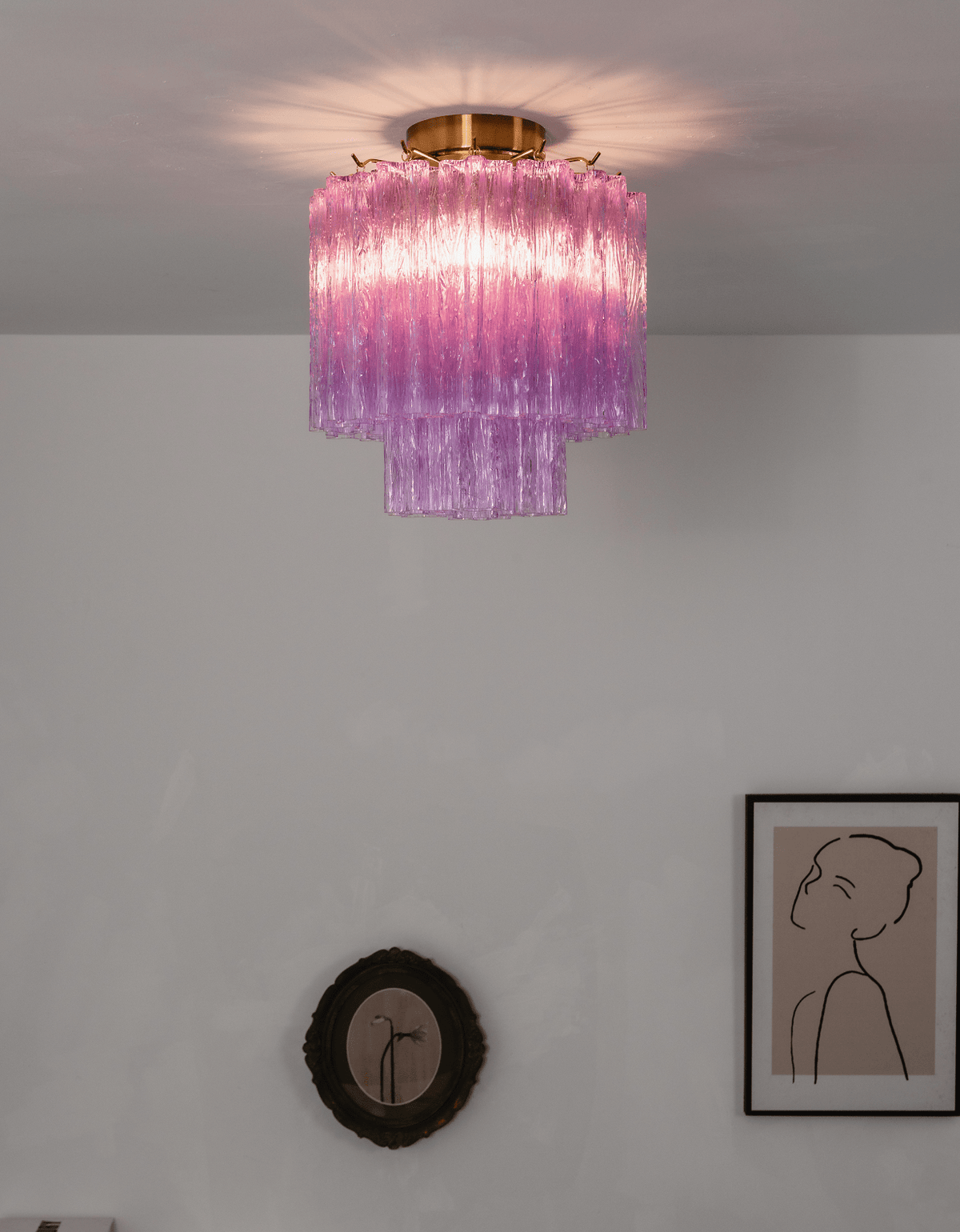 Fiora Purple Glass Ceiling Lamp