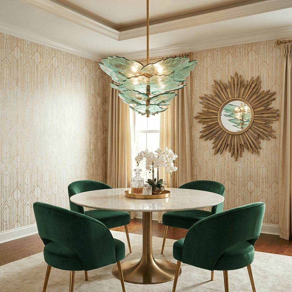 Verdant Petal Glass Chandelier