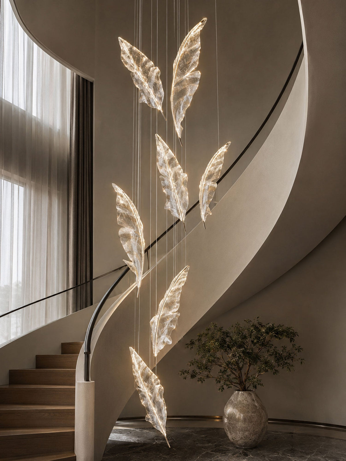 Falling Leaves Glass Chandelier