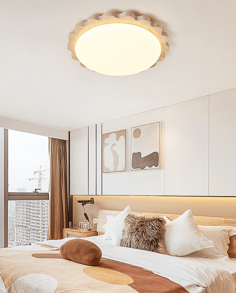 Travertine Scallop Edge Ceiling Light