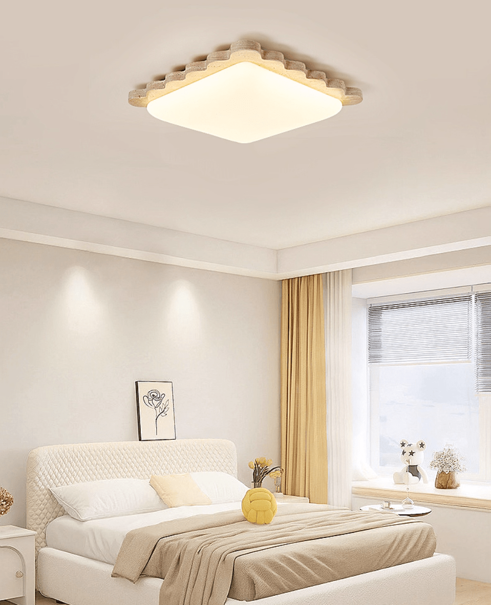 Travertine Scallop Edge Ceiling Light